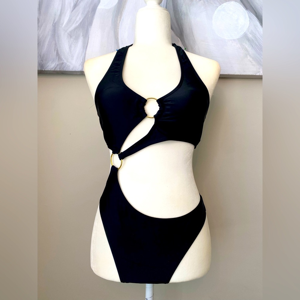 Elegant Black Cutout Swimsuit